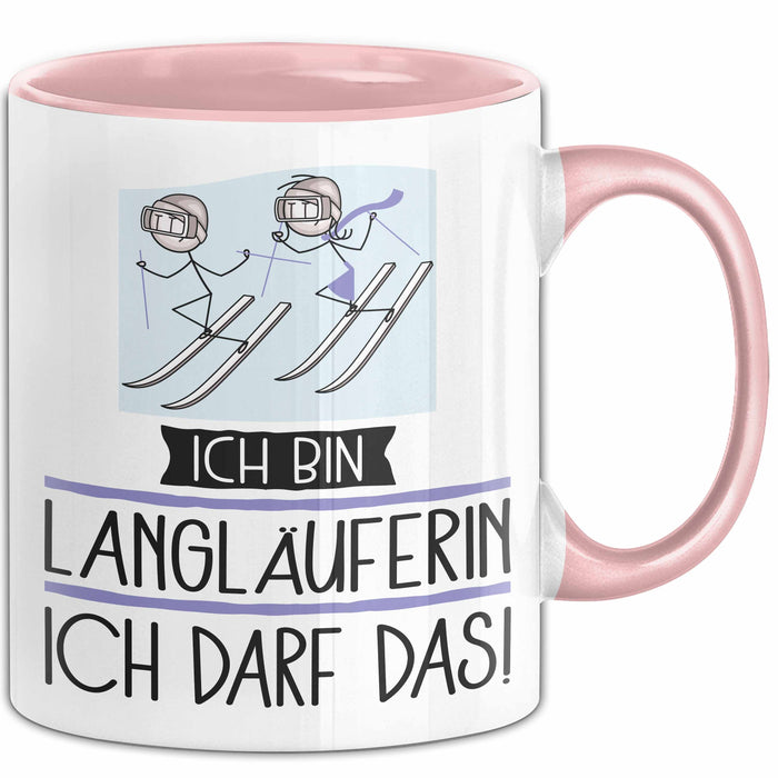 Geschenk für Langläuferin Tasse Lustige Geschenkidee Geburtstag Ich Bin Langläuferin Ich Darf Das Rosa Trendation