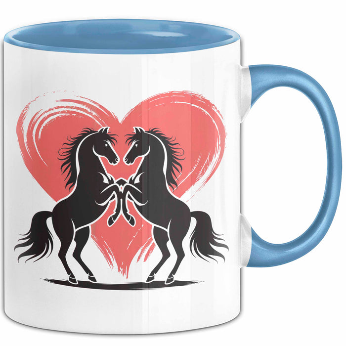 Pferd Tier Herz Tasse Geschenk Lustige Geschenkidee Spruch Blau Trendation
