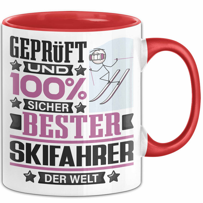 Skifahrer Geschenk Lustiger Spruch für Skifahrer Geschenkidee Bester Skifahrer Der Welt Rot Trendation