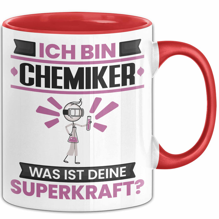 Chemiker Tasse Geschenk für Chemiker Geburtstag Lustiger Spruch Kaffee-Becher Was Ist Deine Superkraft Rot Trendation