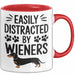 Dackel Tasse Geschenk Easily Distracted By Wieners Geschenkidee Hund Lustig Rot Trendation