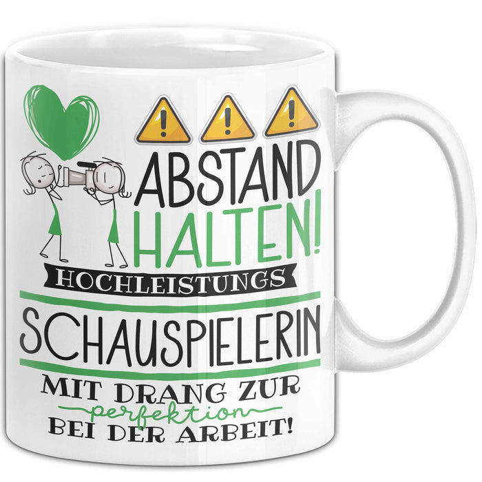 Schauspielerin Tasse Geschenk Lustig Abstand Halten Hochleistungs-Schauspielerin Mit Drang Zur Perfektion Bei Der Arbeit Weiß Trendation