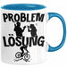 Mountainbike Tasse Geschenk für Mountainbiker Männer Geschenkidee Problem und Lösung Mountainbike Berge MTB Blau Trendation