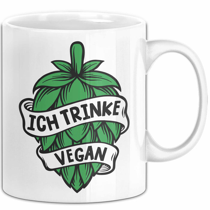 Biertrinker Tasse Geschenk Ich Trinke Vegan Becher Geschenkidee Weiß Trendation