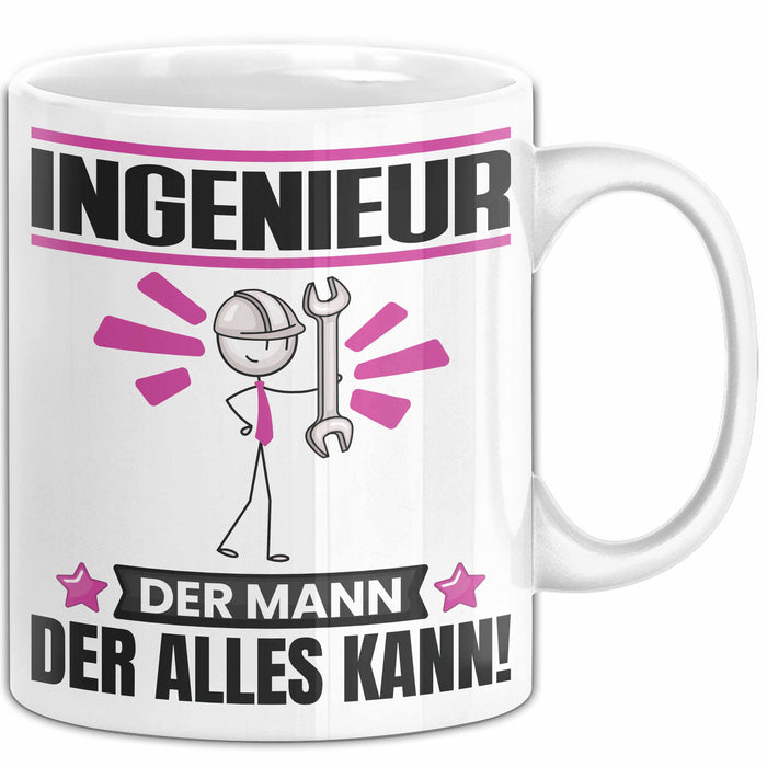 Ingenieur Tasse Geschenk für Ingenieur Der Mann Der Alles Kann Geschenkidee zum Geburtstag Weiß Trendation