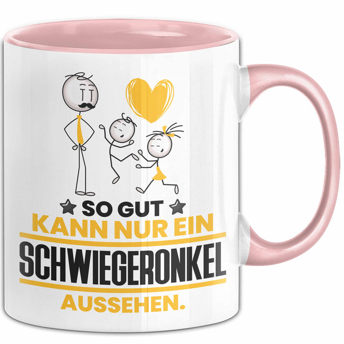 Schwiegeronkel Geschenk Tasse So Gut Kann Nur Ein Schwiegeronkel Aussehen Geschenkidee Kaffee-Becher Rosa Trendation