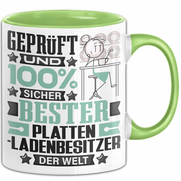 Plattenladenbesitzer Geschenk Lustiger Spruch für Plattenladenbesitzer Geschenkidee Bester Plattenladenbesitzer Der Welt Grün Trendation