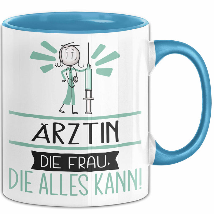 Ärztin Geschenk Tasse Becher Die Frau Die Allen Kann Geschenkidee für eine Ärztin Lustig Blau Trendation