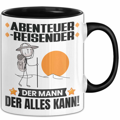 Abenteurreisender Tasse Geschenk für Abenteurreisender Der Mann Der Alles Kann Geschenkidee zum Geburtstag Schwarz Trendation