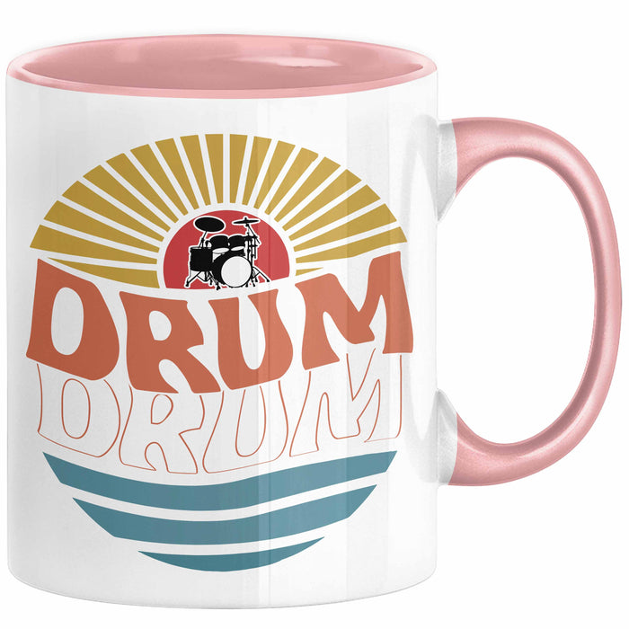 Drummer Schlagzeug-Spieler Geschenk Tasse Geschenkidee Kaffee-Becher Schlagzeuger Drum Bunte Grafik Rosa Trendation