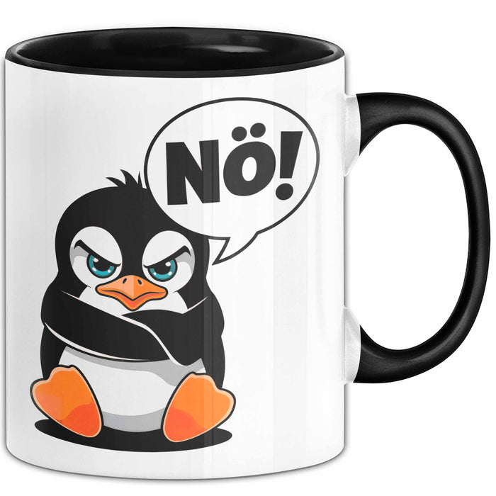 Sarkastischer Pinguin Tasse Geschenk Lustige Geschenkidee Spruch Nö Schwarz Trendation