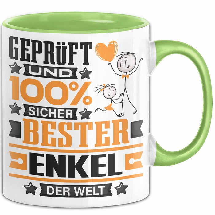 Enkel Geschenk Lustiger Spruch für Enkel Geschenkidee Bester Enkel Der Welt Grün Trendation
