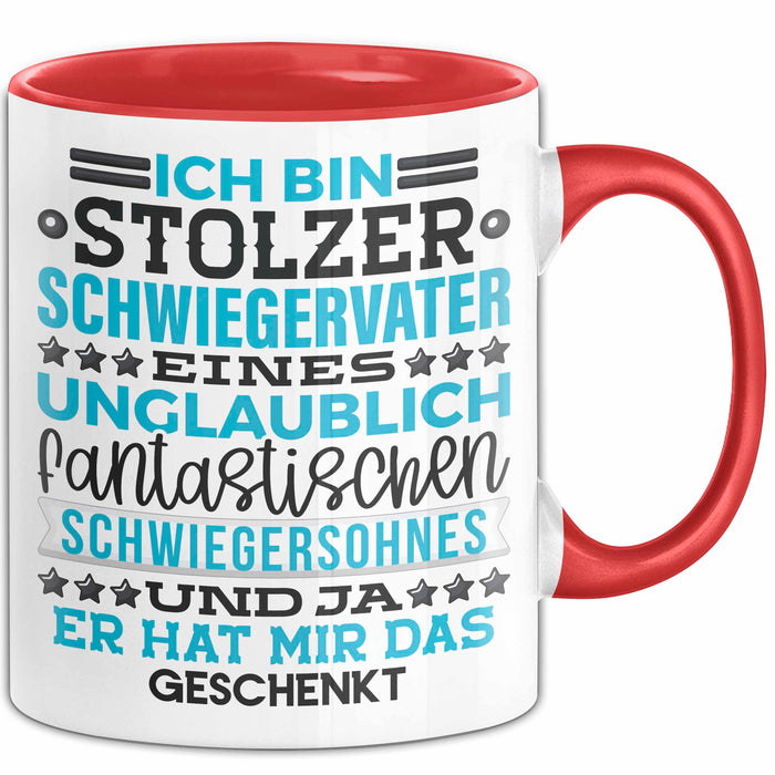 Schwiegervater Geschenk Von Schwiegersohn Geschenkidee Tasse Spruch Becher Rot Trendation