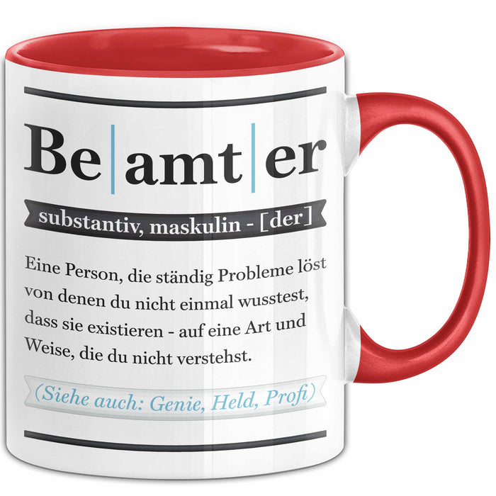 Beamter Tasse Geschenk Humorvoll Kollege Abschiedsgeschenk Rot Trendation