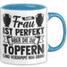 Töpferin Tasse Geschenk Keine Frau Ist Perfekt Aber Die Die Töpfern Sind Verdammt Nah Dran Blau Trendation