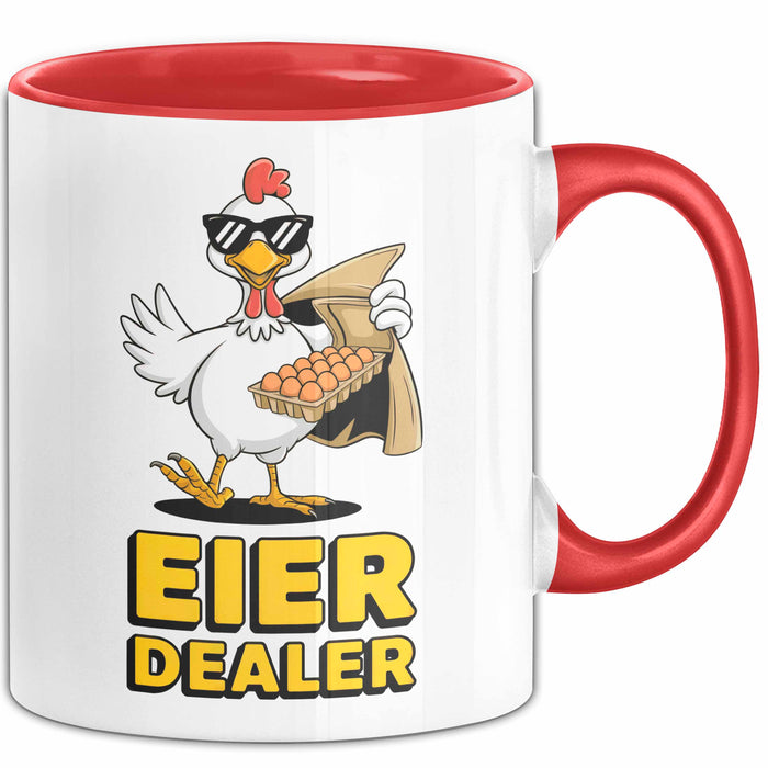 Huhn Tier Bauer Tasse Becher Geschenk Lustige Geschenkidee Spruch Eier Dealer Rot Trendation