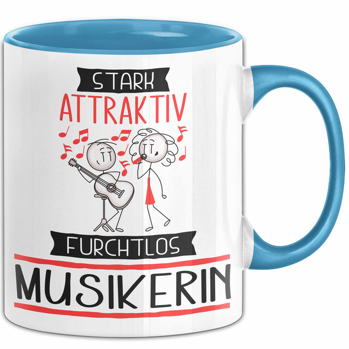 Musikerin Tasse Geschenk Becher Stark Attraktiv Furchtlos Musikerin Lustige Geschenkidee Blau Trendation