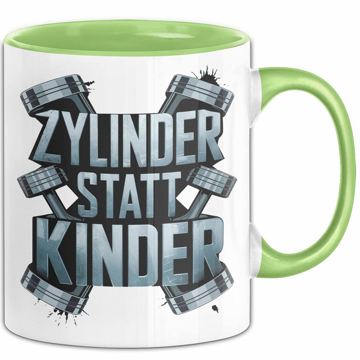 Automechaniker Tasse Geschenk Lustige Geschenkidee Spruch Zylidner Statt Kinder Grün Trendation