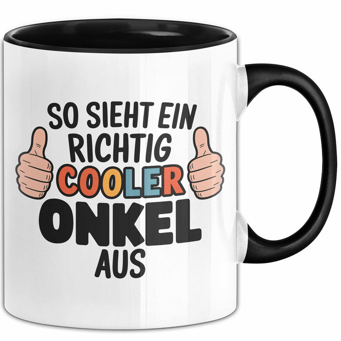 Onkel Nichte Neffe Tasse Geschenk Lustige Geschenkidee Spruch So Sieht Ein Richtig Cooler Onkel Aus Trendation