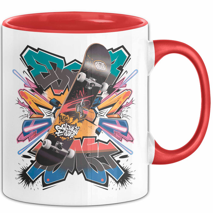 Skater Tasse Geschenk Lustige Geschenkidee Spruch Für Urban Fahrer Rot Trendation