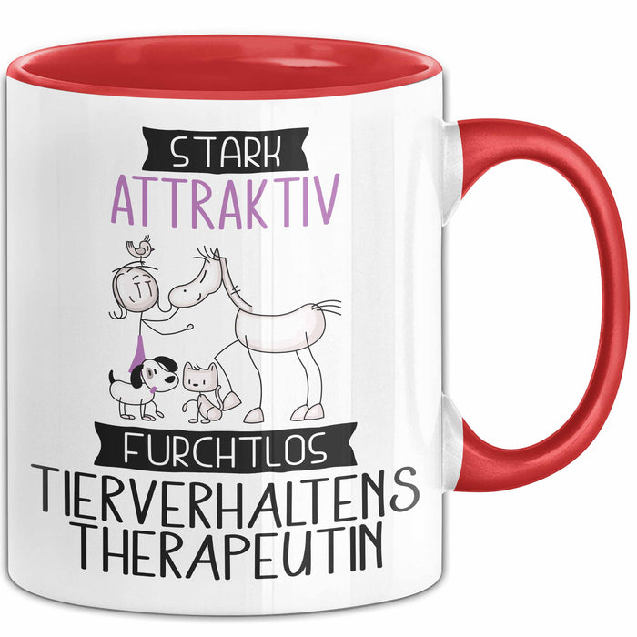 Tierverhaltenstherapeutin Tasse Geschenk Becher Stark Attraktiv Furchtlos Tierverhaltenstherapeutin Lustige Geschenkidee Rot Trendation