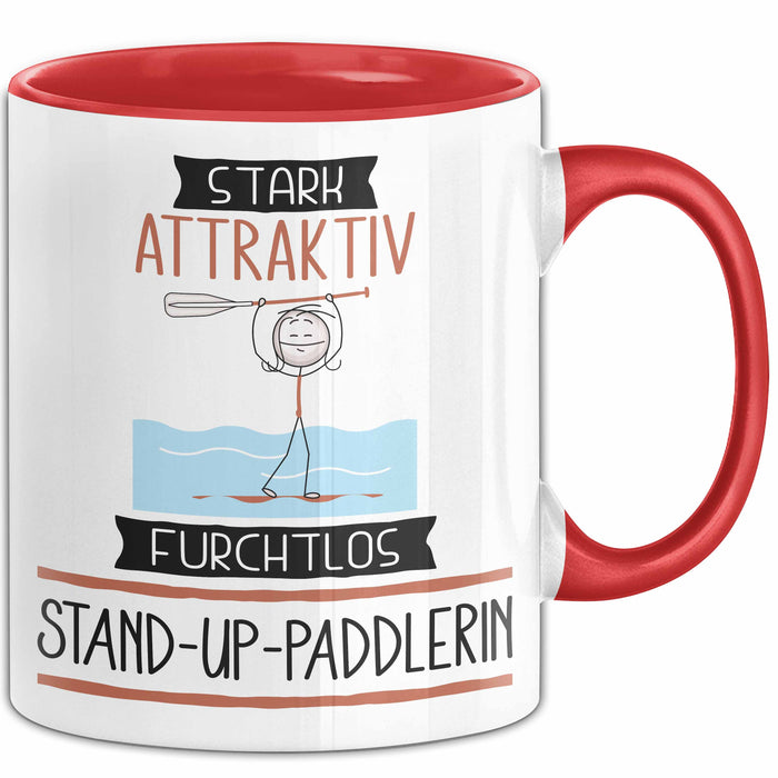 Stand-Up-Paddlerin Tasse Geschenk Becher Stark Attraktiv Furchtlos Stand-Up-Paddlerin Lustige Geschenkidee Rot Trendation