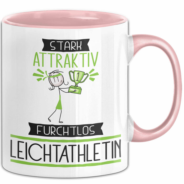 Leichtathletin Tasse Geschenk Becher Stark Attraktiv Furchtlos Leichtathletin Lustige Geschenkidee Rosa Trendation