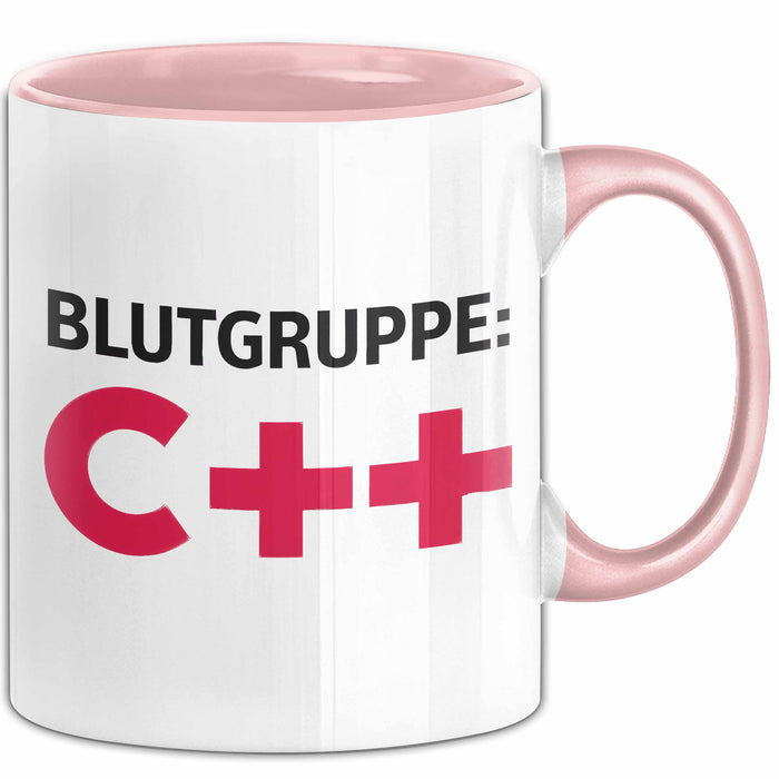 IT Programmierer Tasse Geschenk Blutgruppe C++ Spruch Rosa Trendation