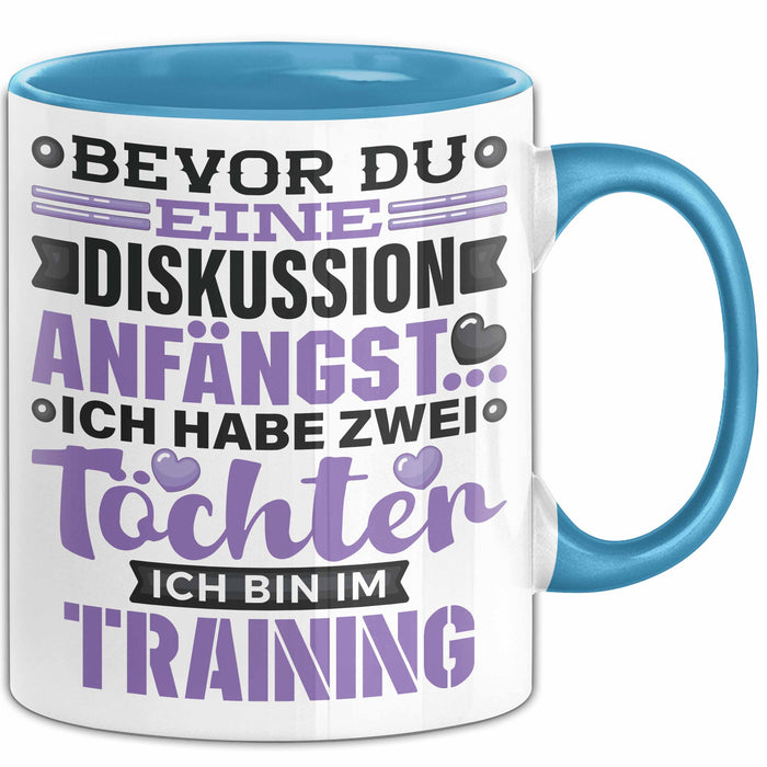 Mama Papa Tasse Geschenk 2 Töchter Geschenkidee Muttertag Vatertag Geschenke Blau Trendation