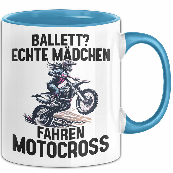Motorcross Tasse Geschenk Ballett Echte Mädchen Fahren Motocross Blau Trendation