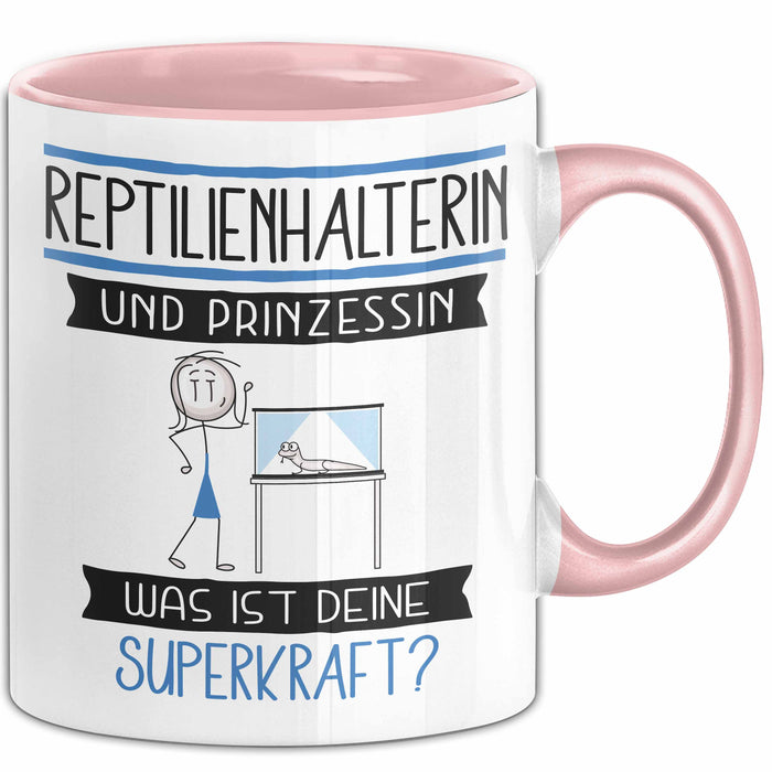Reptilienhalterin Und Prinzessin Tasse Geschenk Für Eine Reptilienhalterin Geburtstag Was Ist Deine Superkraft Rosa Trendation