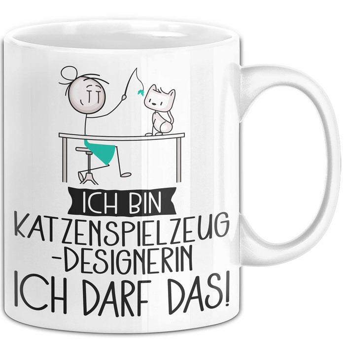 Geschenk für Katzenspielzeug-Designerin Tasse Lustige Geschenkidee Geburtstag Ich Bin Katzenspielzeug-Designerin Ich Darf Das Weiß Trendation