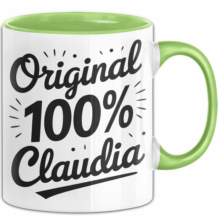 Claudia Tasse Geschenk Original 100% Claudia Geschenkidee Geburtstag Grün Trendation