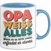 Opa Großvater Tasse Becher Geschenk Lustige Geschenkidee Spruch Opa Weiss Alles Blau Trendation