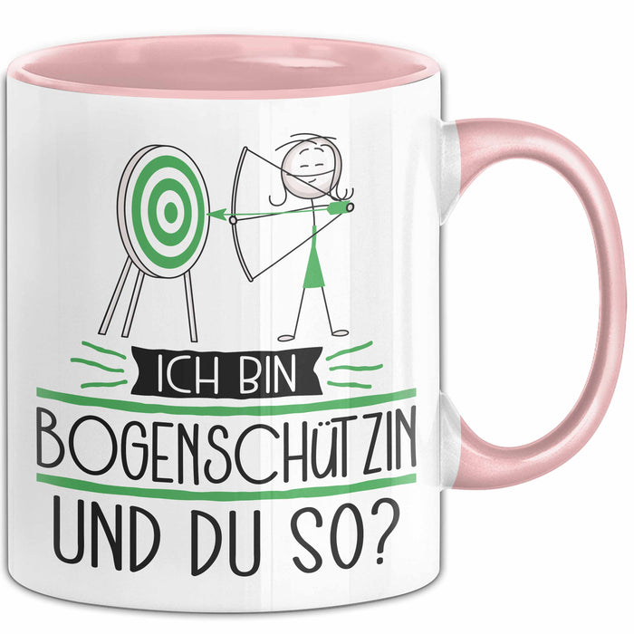 Bogenschützin Tasse Geschenk Ich Bin Bogenschützin Und Du So Geschenkidee Lustiger Spruch Becher Rosa Trendation