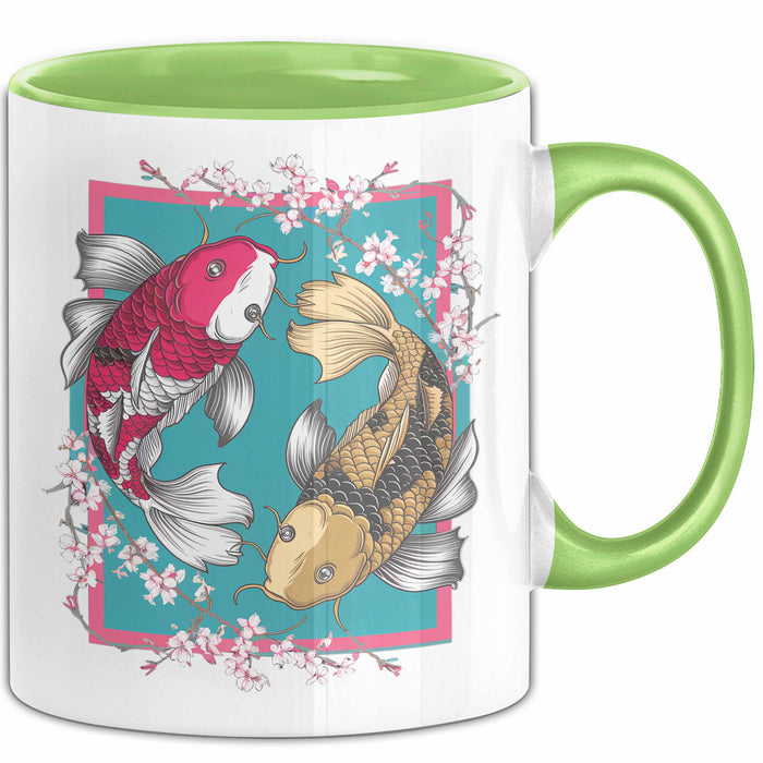 Koi-Fisch-Liebhaber Tasse Geschenk Koifische Grün Trendation