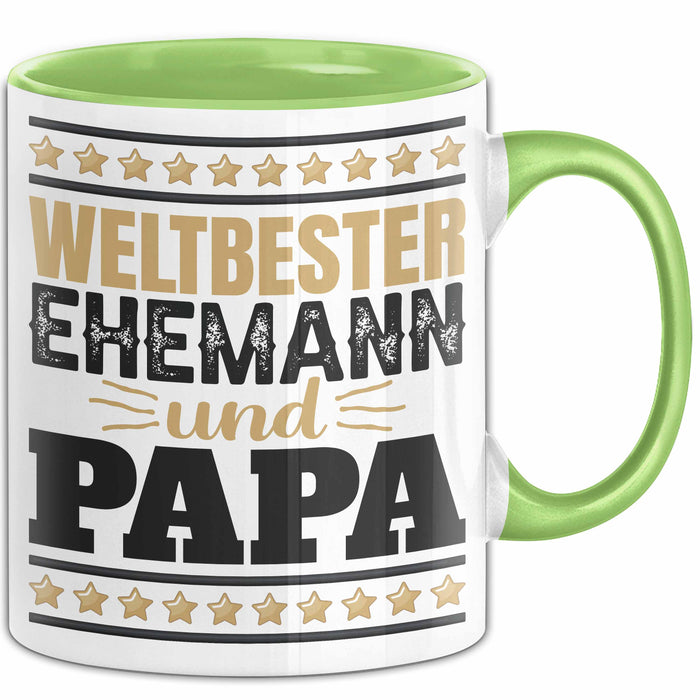 Lustige Tasse Geschenk Weltbester Ehemann Und Papa Becher Grün Trendation