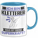 Kletterer Tasse Geschenk für Kletterer Geburtstag Lustiger Spruch Kaffee-Becher Was Ist Deine Superkraft Blau Trendation