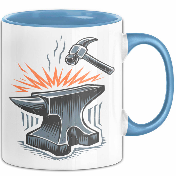 Schmied Tasse Geschenkidee Metallarbeiter Lustiger Spruch Geschenkidee Lustig Blau Trendation