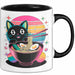 Katzen Tierliebhaber Tasse Geschenk Lustige Geschenkidee Spruch Katze Isst Ramen Nudeln Schwarz Trendation
