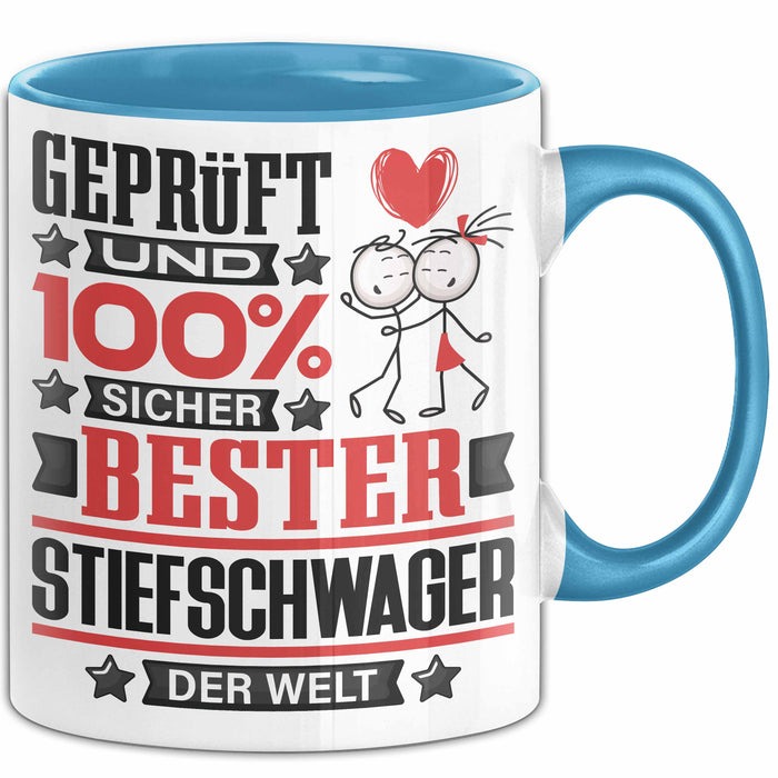 Stiefschwager Geschenk Lustiger Spruch für Stiefschwager Geschenkidee Bester Stiefschwager Der Welt Blau Trendation