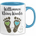Baby Geburt Neue Eltern Tasse Geschenk Lustige Geschenkidee Spruch Willkommen Kleines Wunder Blau Trendation