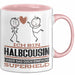 Halbcousin Geschenk Tasse Ich Bin Halbcousin Aber Sag Doch Einfach Superheld Lustige Geschenkdiee für Halbcousin Kaffee-Becher Rosa Trendation