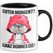 Sarkasmus Tasse Geschenk Lustiger Spruch Guten Morgen Ganz Dünnes Eis Katze Becher Schwarz Trendation