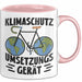 Fahrradfahrer Tasse Geschenk Klimaschutz Umsetzungsgerät Geschenkidee Umweltschutz Klimafreundlich Becher Rosa Trendation