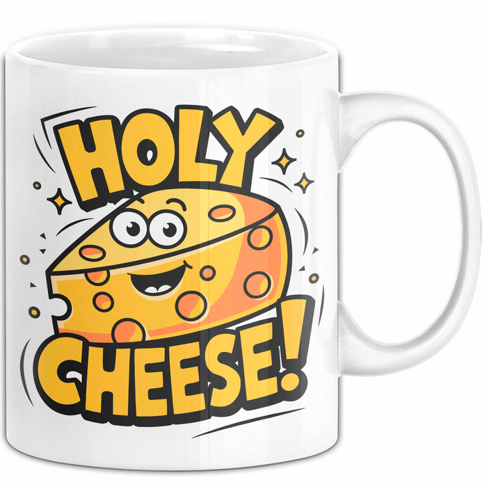 Käseliebhaber Tasse Geschenkidee Holy Cheese für Käse Esser Weiß Trendation