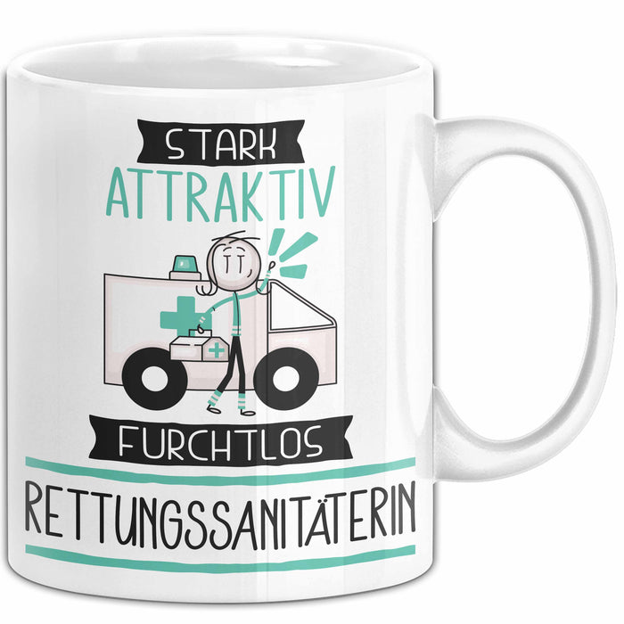 Rettungssanitäterin Tasse Geschenk Becher Stark Attraktiv Furchtlos Rettungssanitäterin Lustige Geschenkidee Weiß Trendation