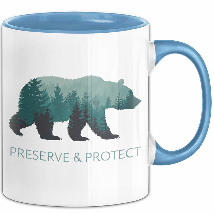 Wildtierschutz Tasse Geschenk Lustige Geschenkidee Spruch Bewahren und Schützen Blau Trendation