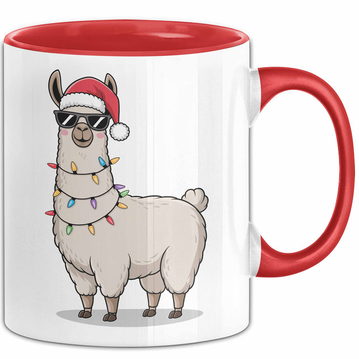 Lama Weihnachtsfeier Tasse Geschenk Lustige Geschenkidee Spruch Rot Trendation