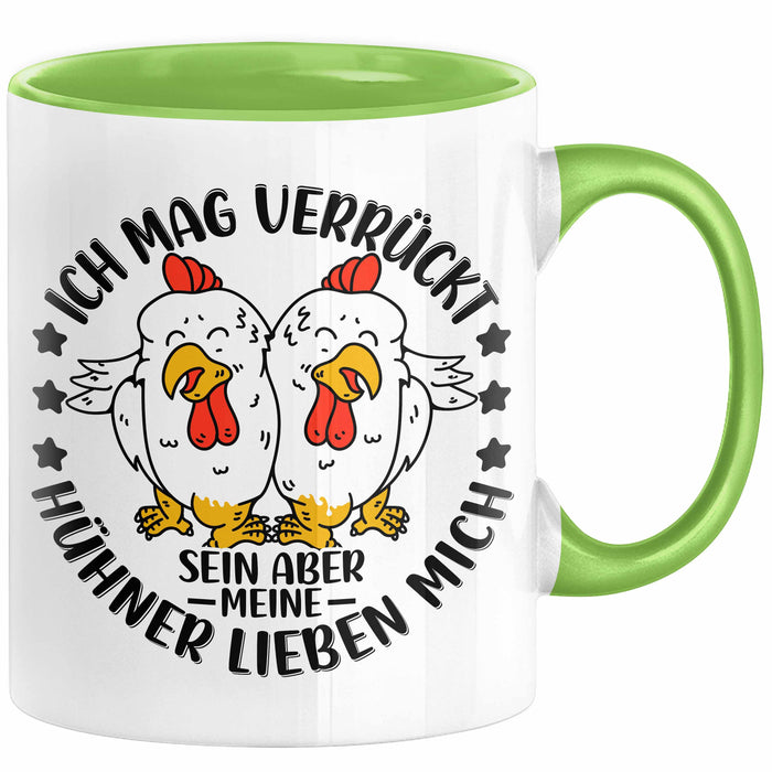 Hühner Tasse Geschenk Hühnerflüsterin Huhn Geschenkidee Kaffee-Becher Landwirt Bauer Landiwrtin Grün Trendation